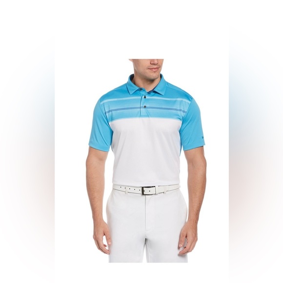 Men’s Grand Slam DriFlow Color block Chest Stripes Performance Golf Polo - Picture 1 of 3